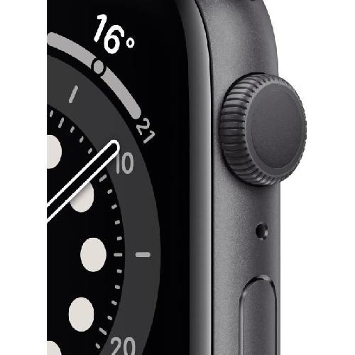 Montre Bluetooth - Montre Connectee Apple Watch Series 6 GPS. 44mm Boitier en Aluminium Gris Sideral avec Bracelet Sport Noir