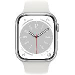 Montre Bluetooth - Montre Connectee - Montre Intelligente Apple Watch Series 8 GPS - 45mm - Boitier Silver Aluminium - Bracelet White Sport Band - Regular