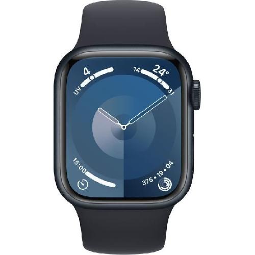 Montre Bluetooth - Montre Connectee - Montre Intelligente Apple Watch Series 9 GPS - 41mm - Boîtier Midnight Aluminium - Bracelet Midnight Sport Band - M/L