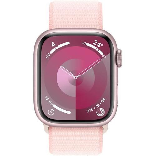 Montre Bluetooth - Montre Connectee - Montre Intelligente Apple Watch Series 9 GPS - 41mm - Boîtier Pink Aluminium - Bracelet Light Pink Sport Loop