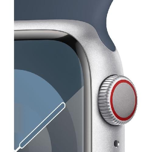Montre Bluetooth - Montre Connectee - Montre Intelligente Apple Watch Series 9 GPS - 41mm - Boîtier Silver Aluminium - Bracelet Storm Blue Sport Band - S/M
