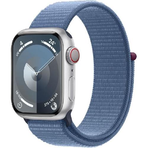 Montre Bluetooth - Montre Connectee - Montre Intelligente Apple Watch Series 9 GPS - 41mm - Boîtier Silver Aluminium - Bracelet Winter Blue Sport Loop