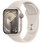 Montre Bluetooth - Montre Connectee - Montre Intelligente Apple Watch Series 9 GPS - 41mm - Boîtier Starlight Aluminium - Bracelet Starlight Sport Band - M/L