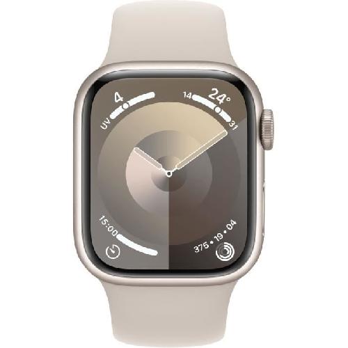 Montre Bluetooth - Montre Connectee - Montre Intelligente Apple Watch Series 9 GPS - 41mm - Boîtier Starlight Aluminium - Bracelet Starlight Sport Band - M/L