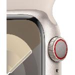 Montre Bluetooth - Montre Connectee - Montre Intelligente Apple Watch Series 9 GPS - 41mm - Boîtier Starlight Aluminium - Bracelet Starlight Sport Band - S/M