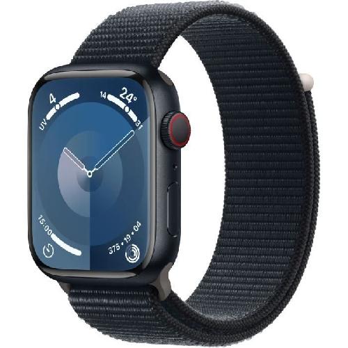 Montre Bluetooth - Montre Connectee - Montre Intelligente Apple Watch Series 9 GPS - 45mm - Boitier Midnight Aluminium - Bracelet Midnight Sport Loop