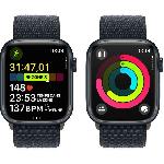 Montre Bluetooth - Montre Connectee - Montre Intelligente Apple Watch Series 9 GPS - 45mm - Boitier Midnight Aluminium - Bracelet Midnight Sport Loop