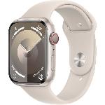 Montre Bluetooth - Montre Connectee - Montre Intelligente Apple Watch Series 9 GPS - 45mm - Boîtier Starlight Aluminium - Bracelet Starlight Sport Band - S/M
