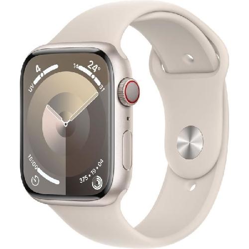 Montre Bluetooth - Montre Connectee - Montre Intelligente Apple Watch Series 9 GPS - 45mm - Boîtier Starlight Aluminium - Bracelet Starlight Sport Band - S/M