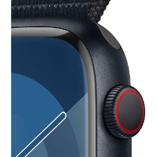 Montre Bluetooth - Montre Connectee - Montre Intelligente Apple Watch Series 9 GPS + Cellular - 41mm - Boitier Midnight Aluminium - Bracelet Midnight Sport Loop