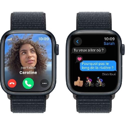 Montre Bluetooth - Montre Connectee - Montre Intelligente Apple Watch Series 9 GPS + Cellular - 41mm - Boitier Midnight Aluminium - Bracelet Midnight Sport Loop