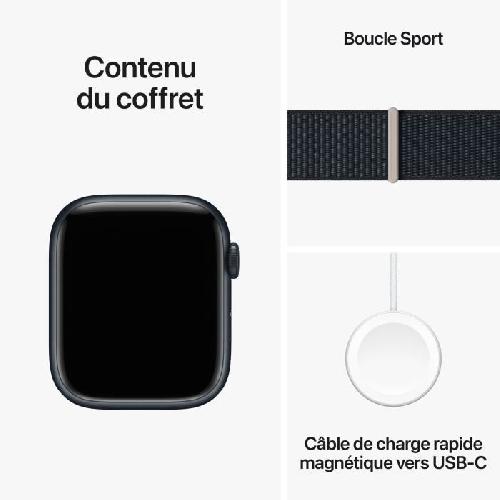 Montre Bluetooth - Montre Connectee - Montre Intelligente Apple Watch Series 9 GPS + Cellular - 41mm - Boitier Midnight Aluminium - Bracelet Midnight Sport Loop
