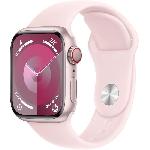 Montre Bluetooth - Montre Connectee - Montre Intelligente Apple Watch Series 9 GPS + Cellular - 41mm - Boitier Pink Aluminium - Bracelet Light Pink Sport Band - M-L