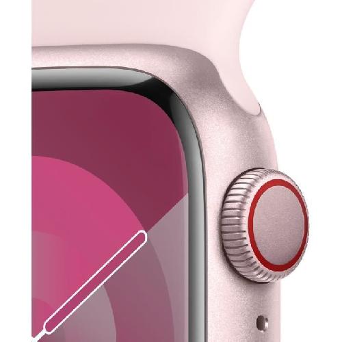 Montre Bluetooth - Montre Connectee - Montre Intelligente Apple Watch Series 9 GPS + Cellular - 41mm - Boitier Pink Aluminium - Bracelet Light Pink Sport Band - M-L