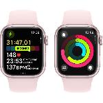 Montre Bluetooth - Montre Connectee - Montre Intelligente Apple Watch Series 9 GPS + Cellular - 41mm - Boitier Pink Aluminium - Bracelet Light Pink Sport Band - M-L