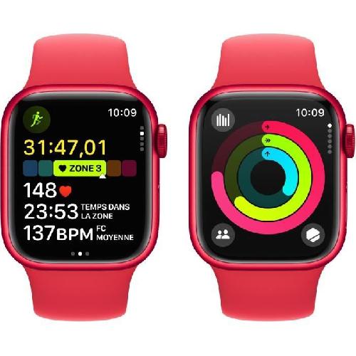 Montre Bluetooth - Montre Connectee - Montre Intelligente Apple Watch Series 9 GPS + Cellular - 41mm - Boitier -PRODUCT-RED Aluminium - Bracelet -PRODUCT-RED Sport Band - S-M