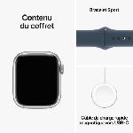 Montre Bluetooth - Montre Connectee - Montre Intelligente Apple Watch Series 9 GPS + Cellular - 41mm - Boitier Silver Aluminium - Bracelet Storm Blue Sport Band - S-M