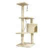 Arbre A Chat PALOMA Arbre a chat beige 40 x 40 x 114cm -  3 plateformes. 1 corde. 1 niche . poteaux a griffer