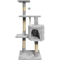 Arbre A Chat PALOMA Arbre a chat gris 40 x 40 x 114cm - 3 plateformes. 1 corde. 1 niche . poteaux a griffer