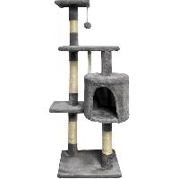 Arbre A Chat PALOMA Arbre a chat gris fonce 40 x 40 x 114cm - 3 plateformes. 1 corde. 1 niche . poteaux a griffer