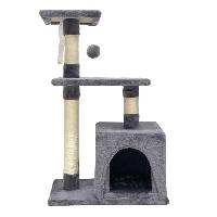 Arbre A Chat POPPY Arbre a chat gris 50 x 30 x 80 cm - 2 plateformes. 1 niche. poteaux a griffer