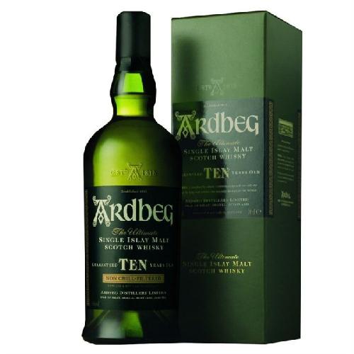 Whisky Bourbon Scotch Ardbeg 10 ans Non Chill-Filtered - Islay Single Malt Scotch Whisky - 46vol - 70cl - Sous etui