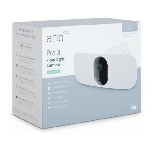 Camera Ip Arlo Pro 3 Floodlight - Pack de 1 camera de surveillance Wifi sans fil - Blanc - 2K - Eclairage spotlight puissant integre