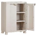 Etabli - Systeme Perfo - Armoire - Mobilier Atelier Armoire basse de rangement en résine PLASTIKEN - 2 portes et 2 étageres - Beige - 70x45x100 cm