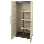 Armoire de rangement haute en résine TOOD avec porte-balai - 3 tablettes - Taupe/écru