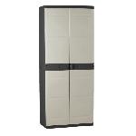 Etabli - Systeme Perfo - Armoire - Mobilier Atelier Armoire haute avec étageres - PLASTIKEN - Titanium - 70 x 44 x 176 cm - Beige et Noir