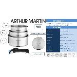 Casserole ARTHUR MARTIN 5531 Set de 3 casseroles Inox 16-18-20 cm + 1 poignee - Tous feux dont induction
