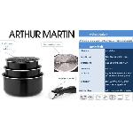 Batterie De Cuisine ARTHUR MARTIN AM120B Set de 3 casseroles 16-18-20 cm + 1 poignée - Tous feux dont induction