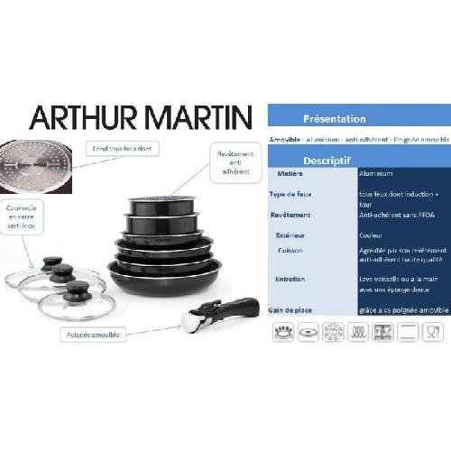 Batterie De Cuisine ARTHUR MARTIN AM310B Batterie de cuisine 10 pieces - Tous feux dont induction