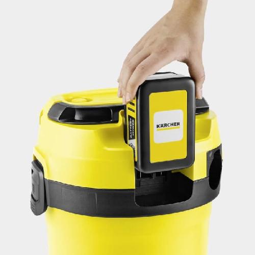 Aspirateur Industriel Aspirateur eau et poussieres sans fil KARCHER WD3-18 V-17/20 - Jaune et noir - Plastique - Autonomie de 20min