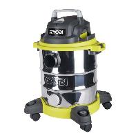 Aspirateur Industriel RYOBI - Aspirateur eau et poussiere 1 250 W - cuve Inox 20 L - dépression 20.5 kPa - Avec filtre. extension. suceur - RVC-1220I-G