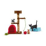 Figurine Miniature - Personnage Miniature Assortiment  de Figurines d'Animaux avec Chats et Chatons - Coffret de Jouets. Figurines réalistes avec Maman Chat et Chaton pour