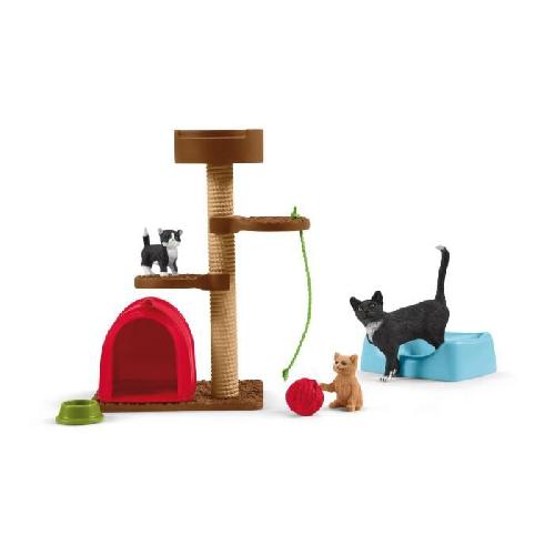 Figurine Miniature - Personnage Miniature Assortiment  de Figurines d'Animaux avec Chats et Chatons - Coffret de Jouets. Figurines réalistes avec Maman Chat et Chaton pour