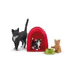 Figurine Miniature - Personnage Miniature Assortiment  de Figurines d'Animaux avec Chats et Chatons - Coffret de Jouets. Figurines réalistes avec Maman Chat et Chaton pour