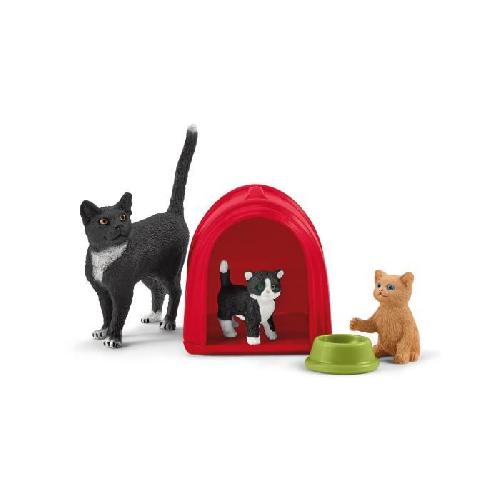 Figurine Miniature - Personnage Miniature Assortiment  de Figurines d'Animaux avec Chats et Chatons - Coffret de Jouets. Figurines réalistes avec Maman Chat et Chaton pour