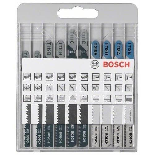 Lame De Decoupe Assortiment de lames de scie sauteuse - BOSCH - 10 pieces - Metal et Bois - Acier - Modeles varies