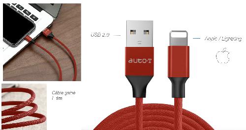 Cable - Connectique Pour Peripherique AT cable USB 2.0 - LIGHTNING - Auto-t