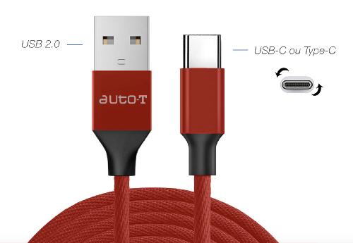 Cable - Connectique Pour Peripherique AT cable USB 2.0 - USB-C - Auto-t