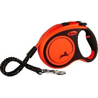 Attache - Sellerie Laisse enrouleur sangle flexi XTREME - FLEXI - Taille L - 5m - Noir et orange