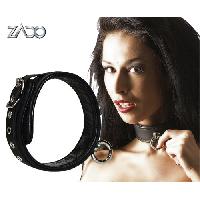 Attacher Collier en cuir avec anneau decoratif - Noir - Taille 45cm