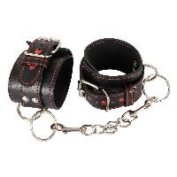 Attacher Menottes en simili-cuir - Noir et rouge - 10cm