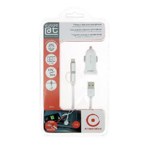 Chargeur AUTO-T Kit chargeur 12-24V+cable 2en1 micro-USB-IPhone - Auto-t