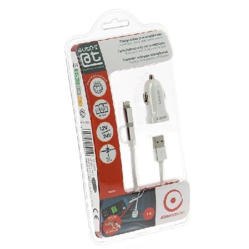 Chargeur AUTO-T Kit chargeur 12-24V+cable 2en1 micro-USB-IPhone - Auto-t