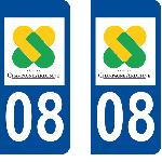 Stickers Plaques Immatriculation Autocollant departement 08 - ARDENNES X2
