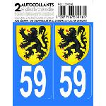 Stickers Plaques Immatriculation Autocollant departement 59 - LION DES FLANDRES -x2-