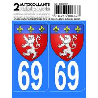 Autocollant departement 69 - BLASON LYONNAIS -x2-